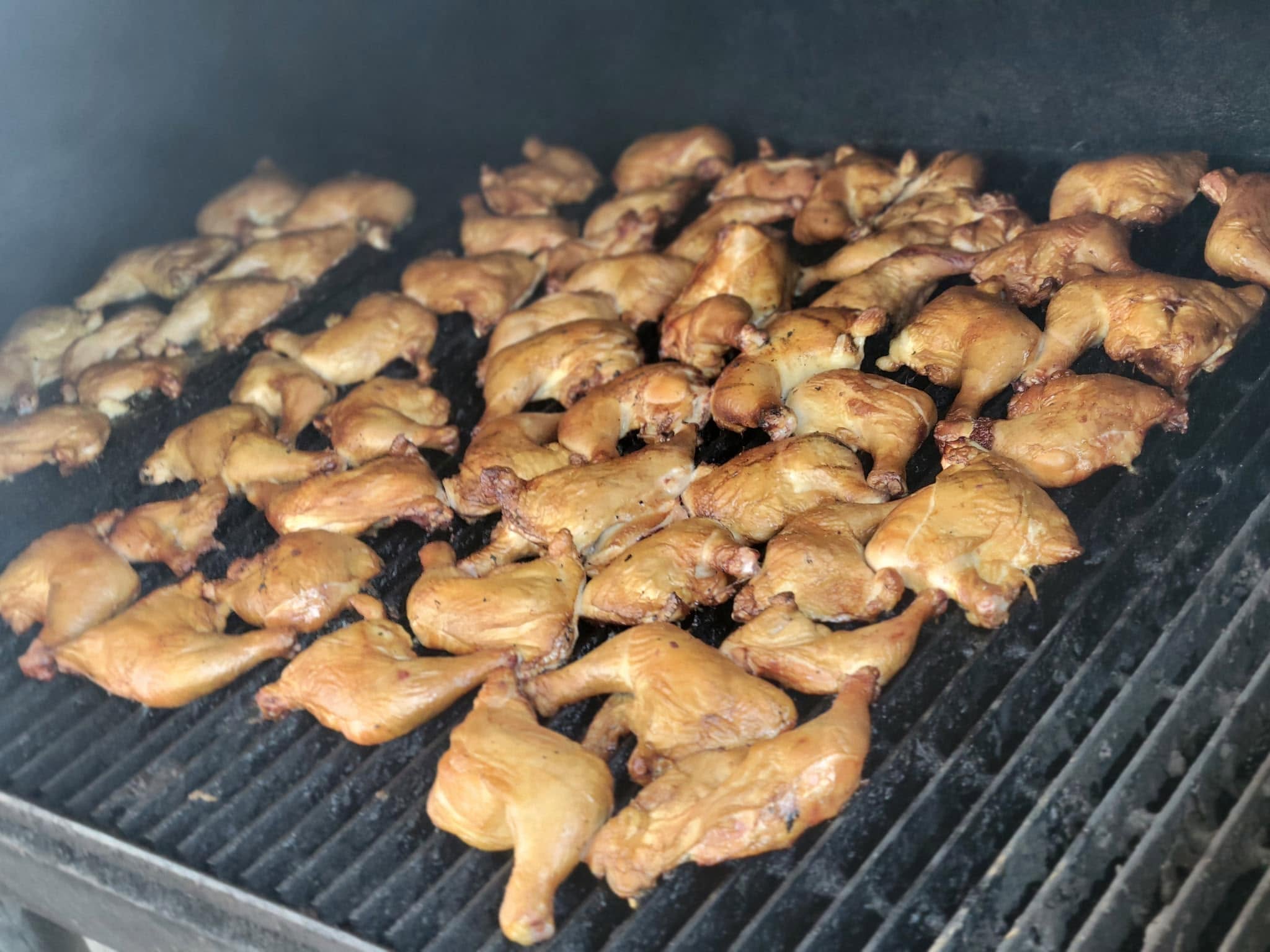 Chicken cooking on the smoker