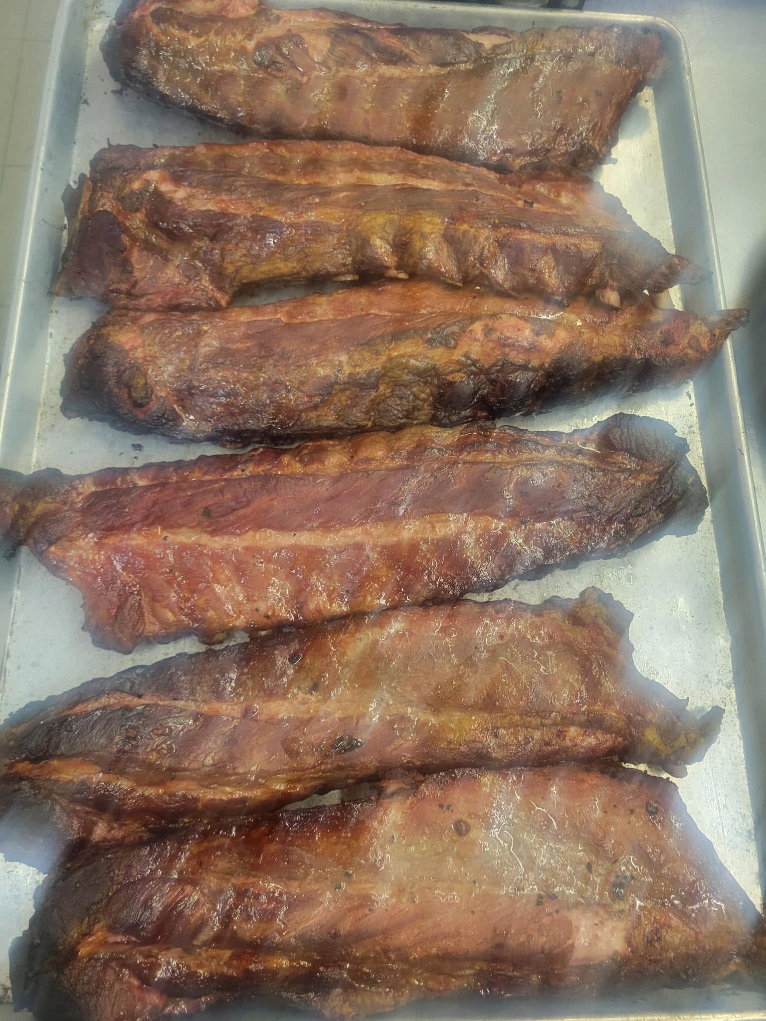 Fresh-smoked racks of ribs